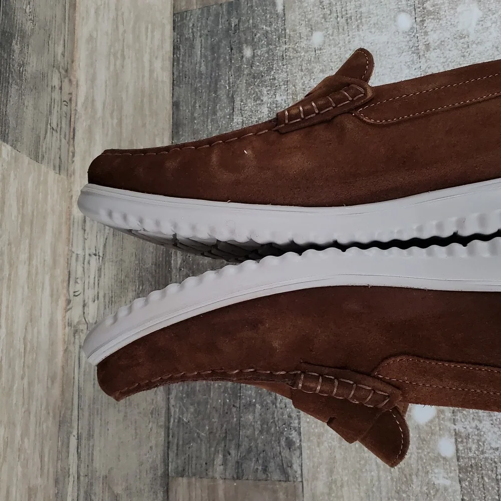 Mephisto Titouan Mens Penny Loafer Shoes Sz 10 Brown White Suede Leather Slip On